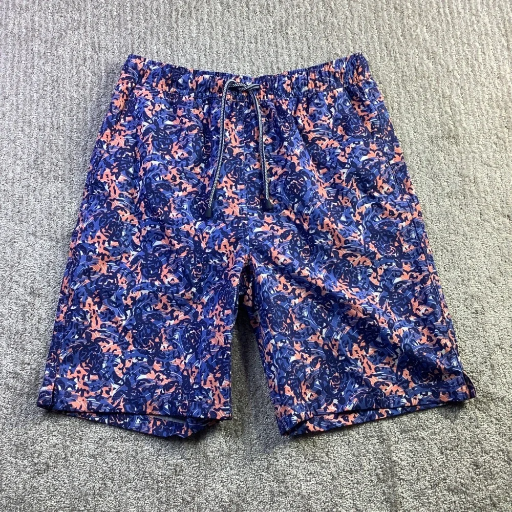 Peter Millar Seaside‎ Mens Blue Abstract Swirl Swim Trunks Shorts Size S NWT